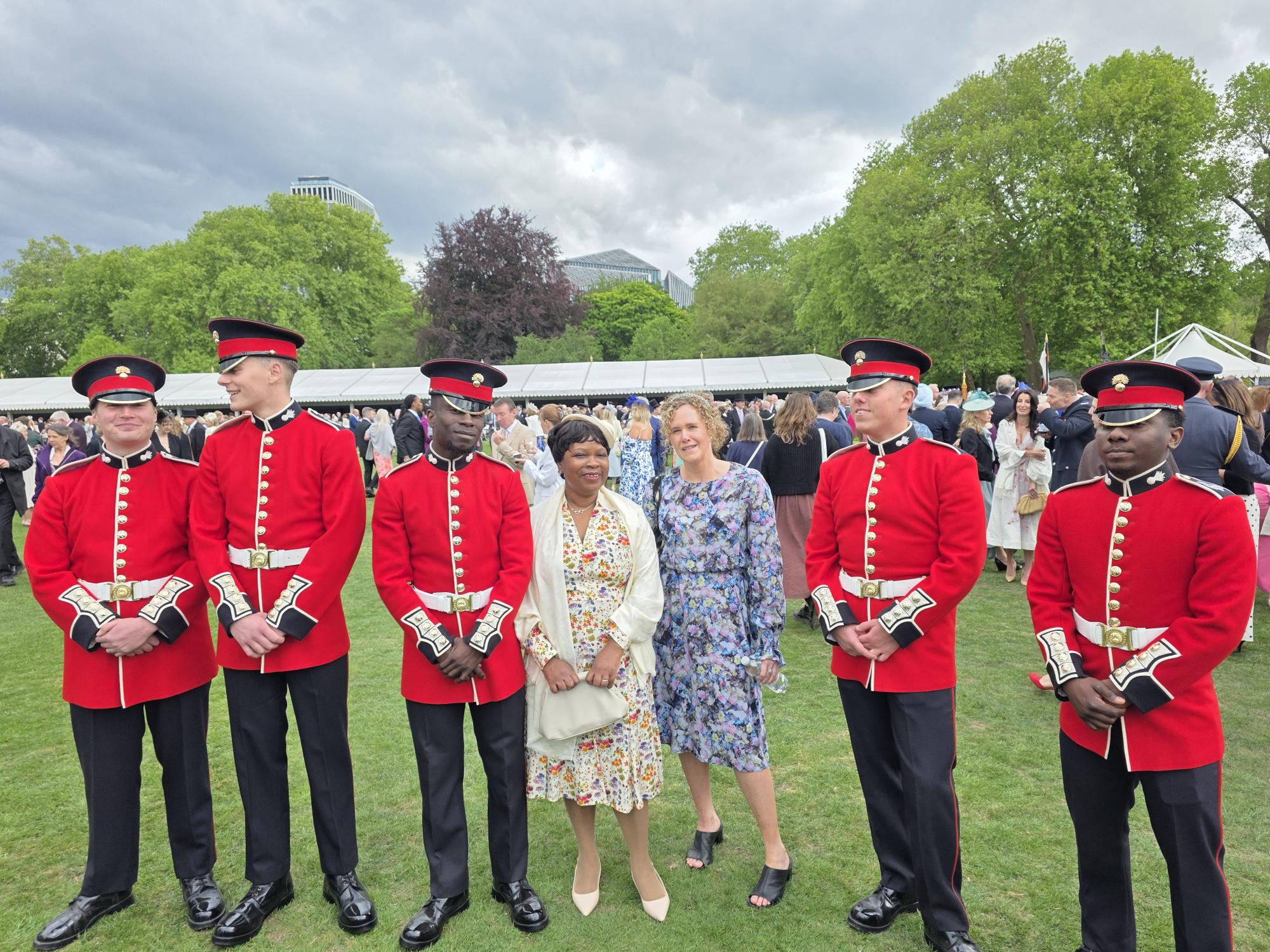 Abbey and Gertrude celebrate Royal Garden Party recognition
